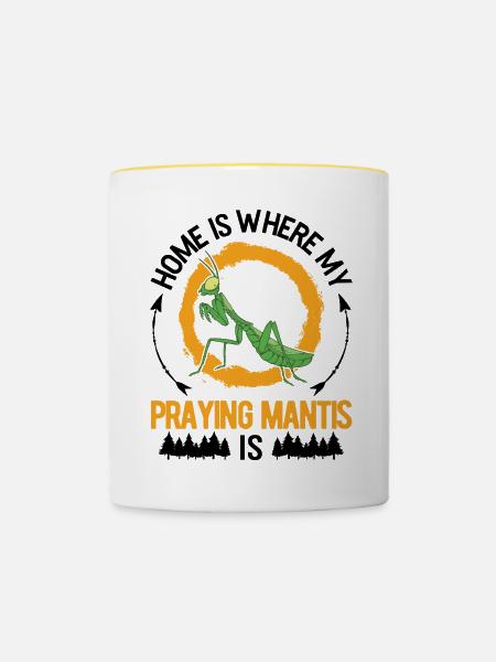 Gottesanbeterin Zuhause Mantis Fangschrecke - Tasse zweifarbig - Weiß/Gelb