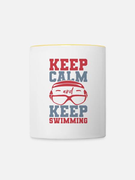 Lustiger Schwimmspruch - Tasse zweifarbig - Weiß/Gelb