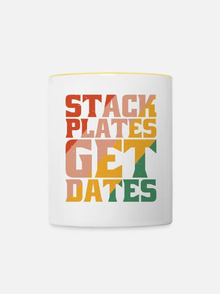 Stack Plates Get Dates 5 - Tasse zweifarbig - Weiß/Gelb