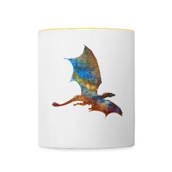 Farbiger Drache - Tasse zweifarbig - Weiß/Gelb - Vorne