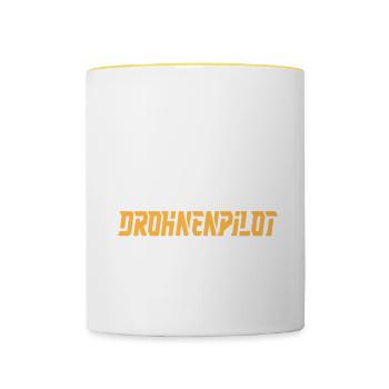 Drohne Du kannst alles werden Drohnenpilot Drone - Tasse zweifarbig - Weiß/Gelb - Vorne