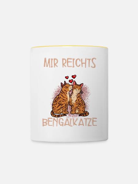 Bengalkatze - Tasse zweifarbig - Weiß/Gelb