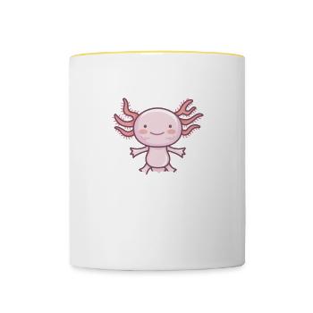 L’amour bat son plein pour mon bel axolotl - Mug contrasté - blanc/jaune - Devant