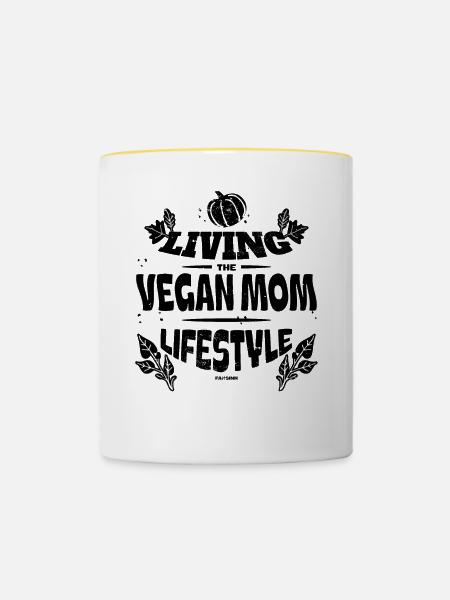 coole vegane Mutter - Tasse zweifarbig - Weiß/Gelb
