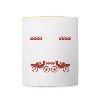 Liegerad Liegeradfahrer Radfahrer - Tasse zweifarbig - Weiß/Gelb - Vorne