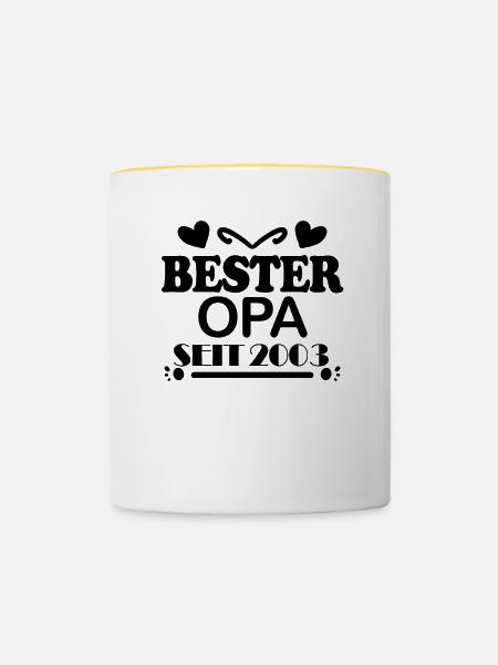 Bester Opa seit 2003 - Tasse zweifarbig - Weiß/Gelb