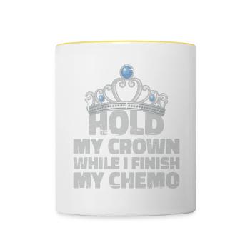Hold My Crown While I Finish My Chemo 53 - Contrasting Mug - white/yellow - Front