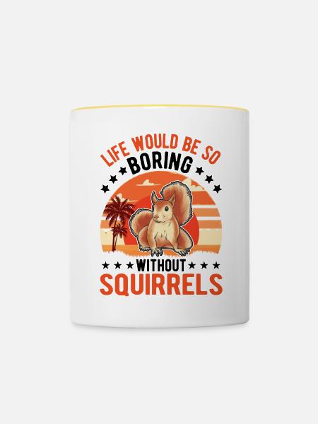 Eichhörnchen Geschenk Squirrel Grauhörnchen - Tasse zweifarbig - Weiß/Gelb