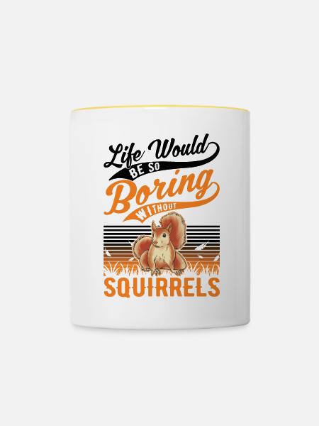 Eichhörnchen Geschenk Squirrel Grauhörnchen - Tasse zweifarbig - Weiß/Gelb