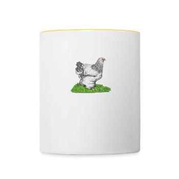Brahma Hühner I Chicken Geflügel Motiv für - Tasse zweifarbig - Weiß/Gelb - Vorne
