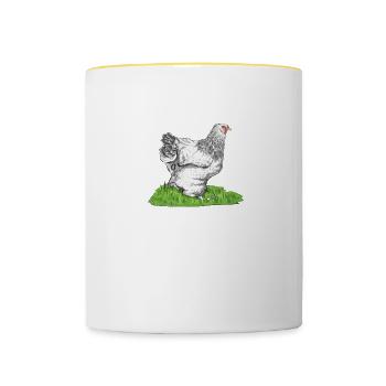 Brahma Hühner I Chicken Geflügel Motiv für - Tasse zweifarbig - Weiß/Gelb - Vorne