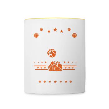 Tu ne me fais pas peur J’entraîne le basketball - Mug contrasté - blanc/jaune - Devant