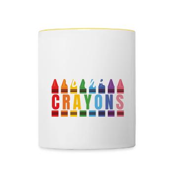 Ich habe nicht die Zeit oder die Buntstifte - Tasse zweifarbig - Weiß/Gelb - Vorne