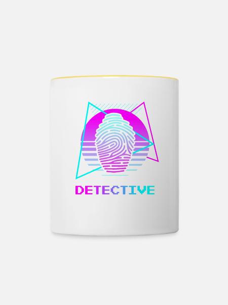 Retro Detektiv Ermittler - Tasse zweifarbig - Weiß/Gelb