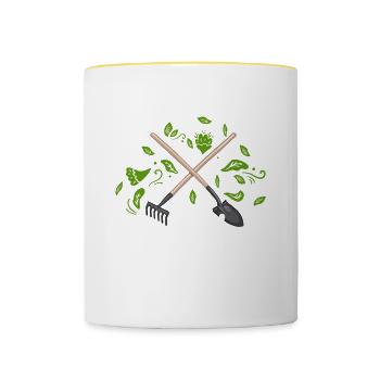 Pflanzen Gartenarbeit Gärtner Landschaftsarchitekt - Tasse zweifarbig - Weiß/Gelb - Vorne