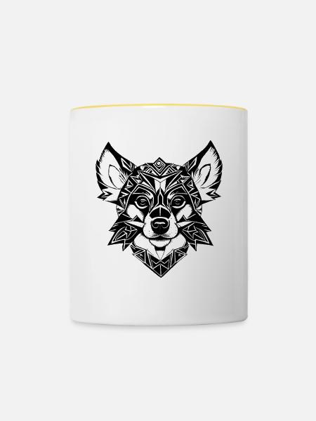 Chihuahua Tattoo - Tasse zweifarbig - Weiß/Gelb