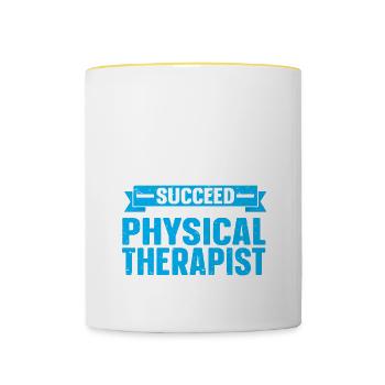 Physiothérapie Physiothérapeute Physiothérapeute - Mug contrasté - blanc/jaune - Devant