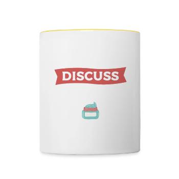 Introverted But Willing To Discuss Skincare - Contrasting Mug - white/yellow - Front
