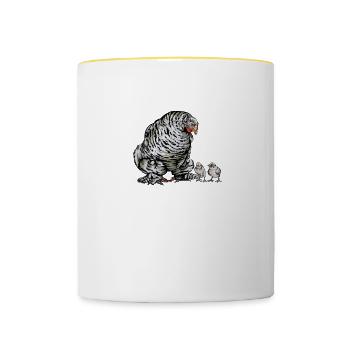 Brahma Hühner I Chicken Geflügel Motiv für - Tasse zweifarbig - Weiß/Gelb - Vorne