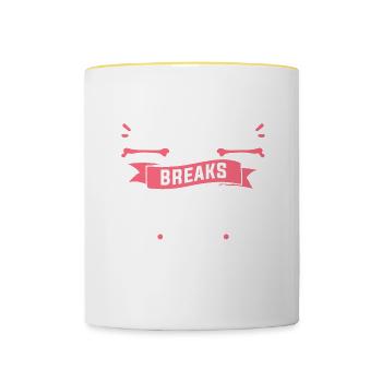 Unterschätze nicht jemanden, der Knochen bricht für - Tasse zweifarbig - Weiß/Gelb - Vorne