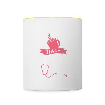 Half Coffee Half Orthopedic Nurse Orthopedist RN - Contrasting Mug - white/yellow - Front