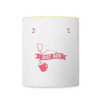 Sofortiger orthopädischer Chirurg fügen Sie einfach Kaffee hinzu - Tasse zweifarbig - Weiß/Gelb - Vorne
