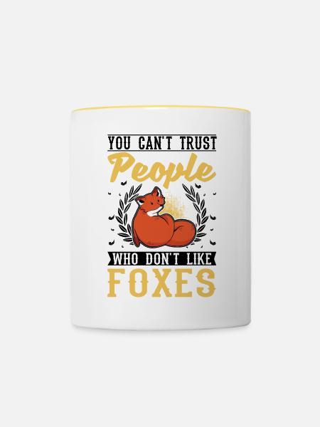 Fuchs Geschenk Rotfuchs - Tasse zweifarbig - Weiß/Gelb