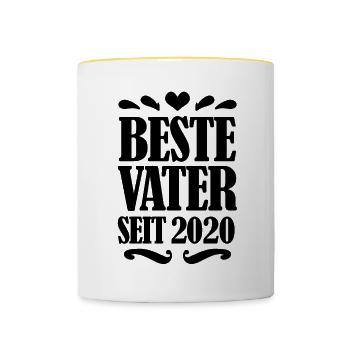 Bester Vater seit 2020 - Tasse zweifarbig - Weiß/Gelb - Vorne