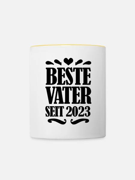 Bester Vater seit 2023 - Tasse zweifarbig - Weiß/Gelb