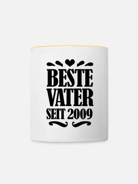 Bester Vater seit 2009 - Tasse zweifarbig - Weiß/Gelb