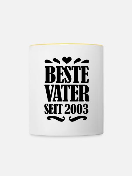 Bester Vater seit 2003 - Tasse zweifarbig - Weiß/Gelb