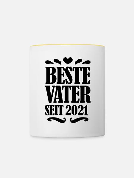 Bester Vater seit 2021 - Tasse zweifarbig - Weiß/Gelb