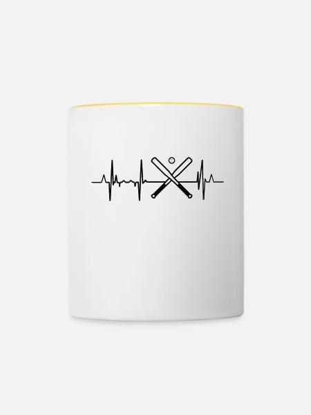 Baseball Herzlinie - Tasse zweifarbig - Weiß/Gelb