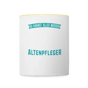 Du kannst alles werden außer Altenpfleger - Tasse zweifarbig - Weiß/Gelb - Vorne