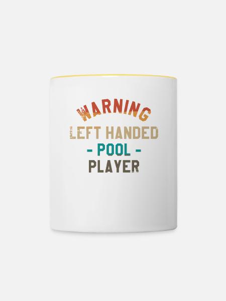 Warnung Linkshänder Billard - Tasse zweifarbig - Weiß/Gelb