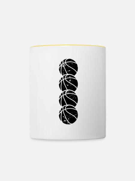 Lustiger Basketball Ball - Tasse zweifarbig - Weiß/Gelb