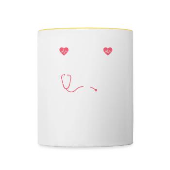 Ich beurteile still Ihren Herzkardiologen - Tasse zweifarbig - Weiß/Gelb - Vorne