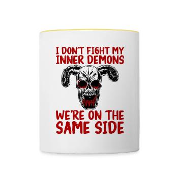 Ne combattez pas Mes démons intérieurs étaient du même côté2 - Mug contrasté - blanc/jaune - Devant
