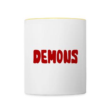 Ne combattez pas Mes démons intérieurs étaient du même côté - Mug contrasté - blanc/jaune - Devant