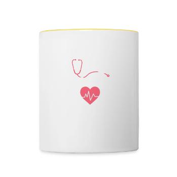 Une infirmière cardiaque répare les cœurs brisés Cardiologue - Mug contrasté - blanc/jaune - Devant