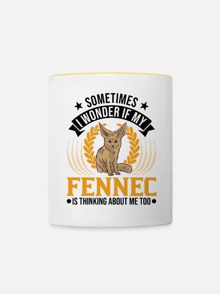 Fennek Geschenk Fennec Wüstenfuchs - Tasse zweifarbig - Weiß/Gelb
