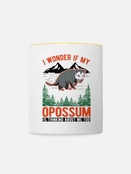 Opossum Geschenk Possum Beutelratte - Tasse zweifarbig - Weiß/Gelb