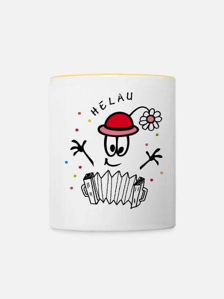 Helau, Karneval - Tasse zweifarbig - Weiß/Gelb