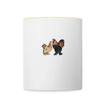 Brahma Hühner I Chicken Geflügel Motiv für - Tasse zweifarbig - Weiß/Gelb - Vorne