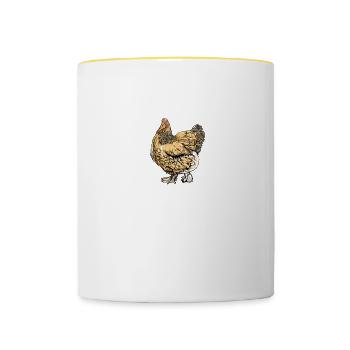 Brahma Hühner I Chicken Geflügel Motiv für - Tasse zweifarbig - Weiß/Gelb - Vorne