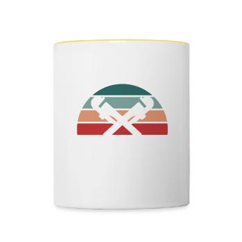 Klempner, weil auch Elektriker Helden brauchen - Tasse zweifarbig - Weiß/Gelb - Vorne