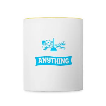 plombier s’il reste des pièces que je viens de - Mug contrasté - blanc/jaune - Devant