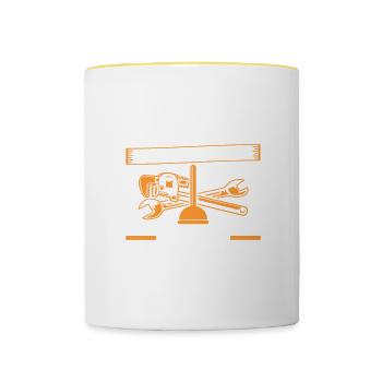plombier Je ne discute pas, j’explique simplement pourquoi je - Mug contrasté - blanc/jaune - Devant