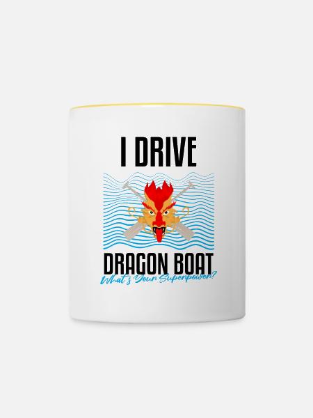 Drachenbootrennen-Design für Drachenbootfahren - Tasse zweifarbig - Weiß/Gelb