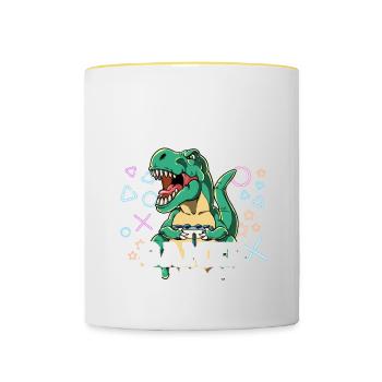 Day Dad Gamer Night Father's Day - Contrasting Mug - white/yellow - Front